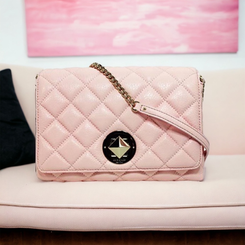 Kate Spade Light Pink Gold Coast Meadow Quilted Shoulder Bag